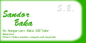 sandor baka business card